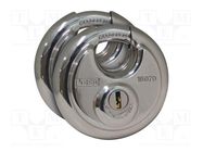 Padlock; round; Protection: high (level 11); steel; A: 70mm; C: 17mm KASP