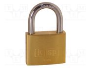 Padlock; shackle; Application: cabinets,bags,cases; brass; A: 25mm KASP