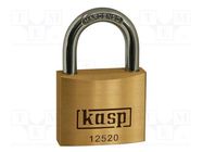 Padlock; shackle; Application: cabinets,bags,cases; brass; A: 20mm KASP