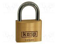 Padlock; shackle; Application: cabinets,bags,cases; brass; A: 20mm KASP