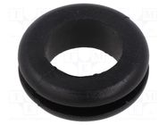 Grommet; Ømount.hole: 22mm; Øhole: 16mm; black; 0÷80°C; PVC ESSENTRA