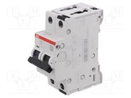 Circuit breaker; 415VAC; Inom: 20A; Poles: 2; Charact: C; 25kA; IP20 ABB