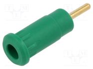 Connector: 2mm banana; socket; 10A; 29mm; green; soldered,on panel STÄUBLI