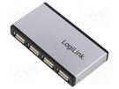 Hub USB; DC,USB A socket x4,USB B mini socket; USB 2.0; PnP LOGILINK
