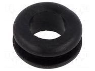 Grommet; Ømount.hole: 15mm; Øhole: 11mm; black; 0÷80°C; PVC ESSENTRA