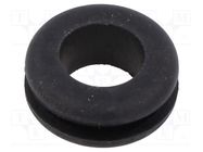 Grommet; Ømount.hole: 15mm; Øhole: 11mm; black; -40÷125°C; EPDM ESSENTRA