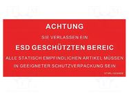 Information board; ESD; 150x300mm; red; Language: DE STATICTEC