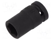 Socket; 6-angles,socket spanner; 8mm; 1/4"; short,impact KING TONY