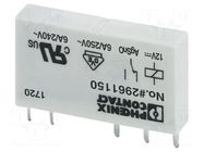 Relay: miniature; SPDT; Ucoil: 18VDC; Icontacts max: 6A; 3A/230VAC PHOENIX CONTACT