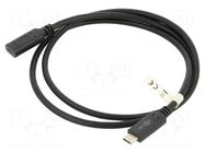 Cable; USB 3.1; USB C socket,USB C plug; 1m; black; Øcable: 5mm GOOBAY