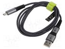 Cable; magnetic,USB 3.1; USB A plug,USB C socket,USB C plug; 1m Goobay