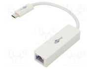 Adapter; USB-C; RJ45 socket,USB C plug; 0.12m; white; 5bps; white Goobay