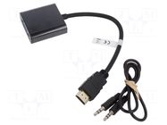 Adapter; D-Sub 15pin HD socket,HDMI plug,Jack 3.5mm socket GOOBAY