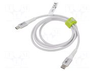 Cable; USB 2.0; USB C plug,both sides; 1m; white; silicone; 60W; 3A GOOBAY