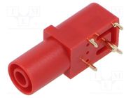 Socket; 4mm banana; 24A; 33.6mm; red; gold-plated; PCB MUELLER ELECTRIC