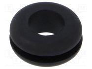 Grommet; Ømount.hole: 11mm; Øhole: 8mm; black; Panel thick: max.2mm ESSENTRA