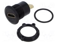 Adapter; HDMI socket,HDMI plug; Body: black; Thread: M22; 1÷10mm ONPOW
