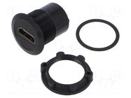 Adapter; HDMI socket,both sides; Body: black; Thread: M22; 1÷10mm ONPOW