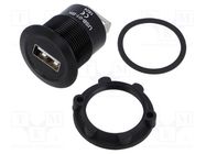 Adapter; USB A socket,both sides; USB 2.0; Thread: M22; 1÷10mm ONPOW
