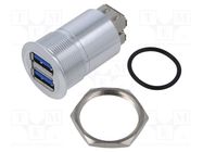 Adapter; USB A socket x2,both sides; USB 3.0; Thread: M22; 1÷10mm ONPOW