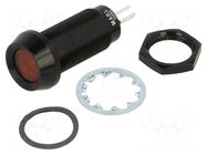 Indicator: LED; flat; red; 12VDC; Ø12.7mm; IP67; connectors MARL
