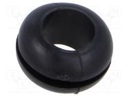 Grommet; Ømount.hole: 11mm; Øhole: 8mm; black; 0÷80°C; PVC ESSENTRA