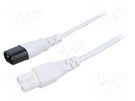 Cable; 2x0.75mm2; IEC C7 female,IEC C8 male; PVC; 3m; white; 2.5A LIAN DUNG