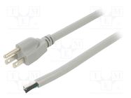 Cable; 3x14AWG; NEMA 5-15 (B) plug,wires; PVC; 3.5m; grey; 13A LIAN DUNG