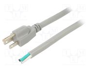 Cable; 3x14AWG; NEMA 5-15 (B) plug,wires; PVC; 5m; grey; 13A; 125V LIAN DUNG