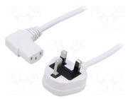 Cable; 3x0.75mm2; BS 1363 (G) plug,IEC C13 female angled right LIAN DUNG