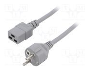 Cable; 3x1.5mm2; CEE 7/7 (E/F) plug,IEC C19 female; PVC; 2m; grey LIAN DUNG