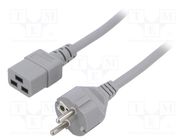 Cable; 3x1.5mm2; CEE 7/7 (E/F) plug,IEC C19 female; PVC; 3m; grey LIAN DUNG