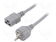 Cable; 3x1.5mm2; CEE 7/7 (E/F) plug,IEC C19 female; PVC; 5m; grey LIAN DUNG
