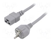 Cable; 3x1.5mm2; CEE 7/7 (E/F) plug,IEC C19 female; PVC; 5m; grey LIAN DUNG