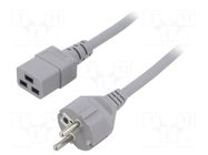 Cable; 3x1.5mm2; CEE 7/7 (E/F) plug,IEC C19 female; PVC; 5m; grey LIAN DUNG