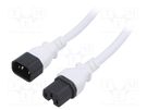 Cable; 3x14AWG; IEC C14 male,IEC C15 female; PVC; 5m; white; 15A LIAN DUNG