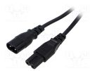 Cable; 2x0.75mm2; IEC C7 female,IEC C8 male; PVC; 3m; black; 2.5A LIAN DUNG