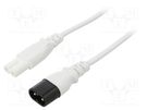 Cable; 2x0.75mm2; IEC C7 female,IEC C8 male; PVC; 5m; white; 2.5A LIAN DUNG