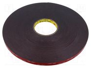 Tape: fixing; W: 12mm; L: 33m; Thk: 1.5mm; acrylic; black; 149°C 3M