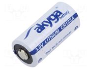 Battery: lithium; CR123A,R123; 3V; 1500mAh; Ø17x33.5mm AKYGA BATTERY
