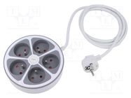 Extension lead; 3x1.5mm2; Sockets: 5; PVC; white; 2m; 16A PLASTROL