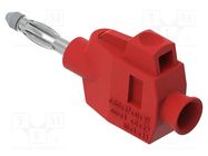 Plug; 4mm banana; 36A; 30VAC; 60VDC; red; non-insulated; on cable ELECTRO-PJP