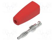 Connector: 2mm banana; plug; 10A; 30VAC; 60VDC; red; nickel plated ELECTRO-PJP