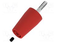 Plug; 4mm banana; red; non-insulated; 43mm; nickel plated ELECTRO-PJP