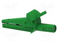Crocodile clip; 10A; 600VDC; green; Grip capac: max.6mm ELECTRO-PJP