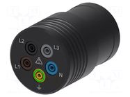 Three-phase adapter; 32A; CEE plug x5,socket 4mm x5; 0÷60°C ELECTRO-PJP