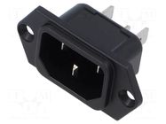 Connector: AC supply; socket; male; 10A; 250VAC; C14 (E); 6100-3 SCHURTER