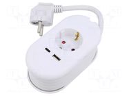 Extension lead; 3x1.5mm2; Schuko; Sockets: 3; PVC; white; 1.5m; 16A PLASTROL