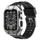 Kingxbar CYF136 2in1 armored case for Apple Watch 9, 8, 7 (45 mm) made of stainless steel with a silver strap, Kingxbar