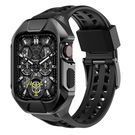 Kingxbar CYF136 2in1 Rugged Case for Apple Watch SE, 6, 5, 4 (44 mm) Stainless Steel with Strap Black, Kingxbar